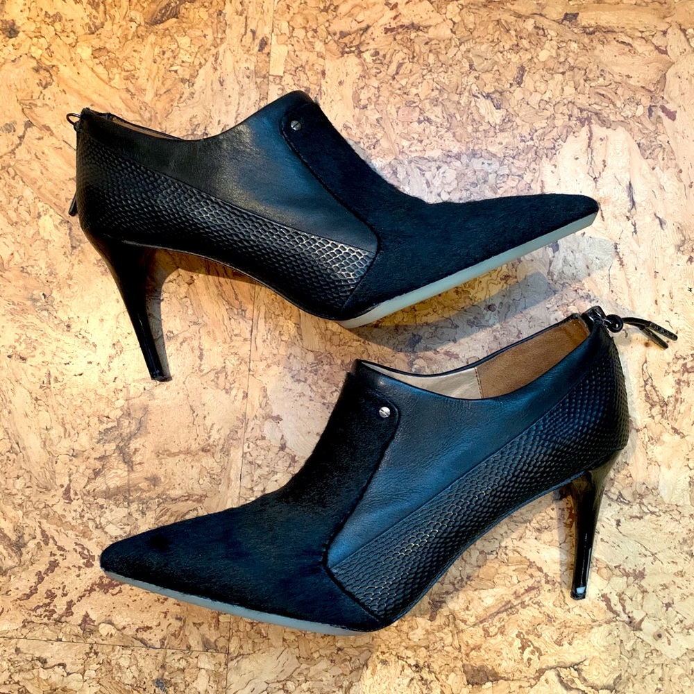 L.A.M.B black bootie calf hair